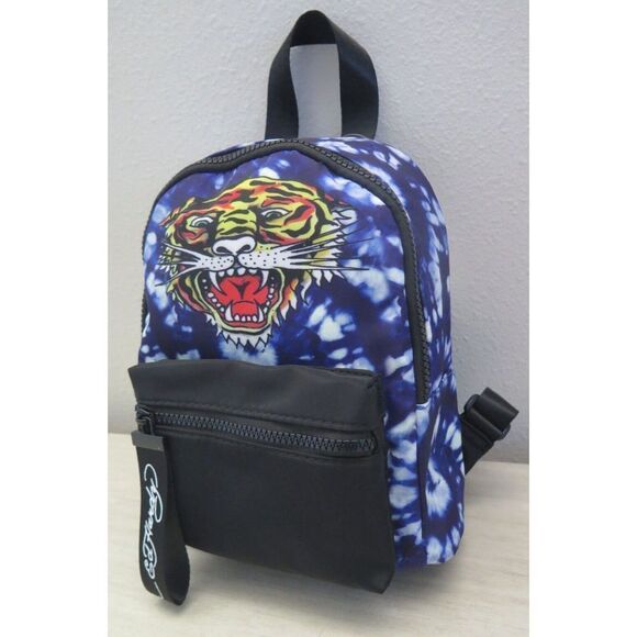 Ed Hardy EH321326B Blue/Tiger On Tie Dye Nylon Backpack - Picture 1 of 11
